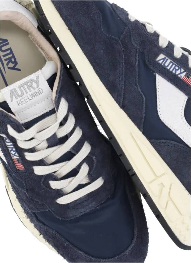 Autry Blauwe Leren Sneakers Ronde Neus