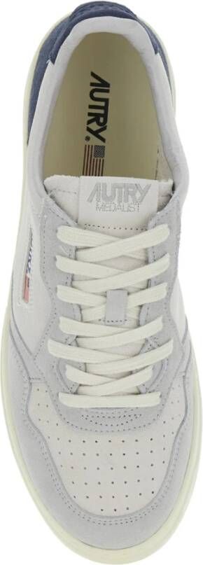 Autry Blauwe Medalist Low Sneakers in leer en suède