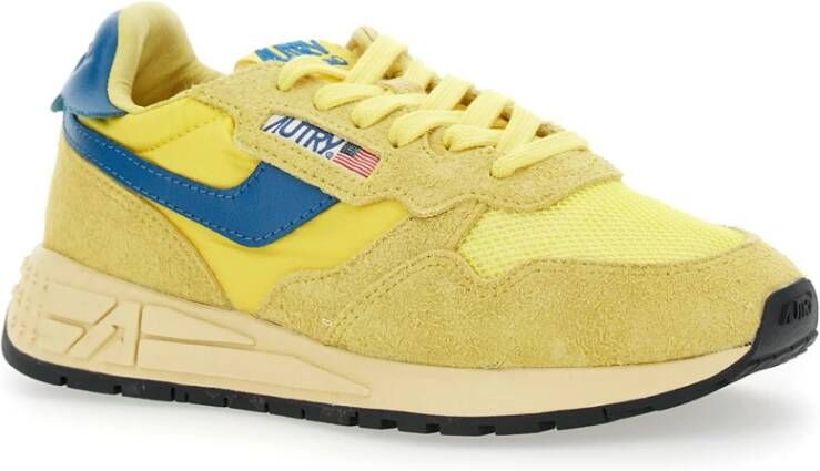 Autry Gele lage sneakers met logo Yellow Dames