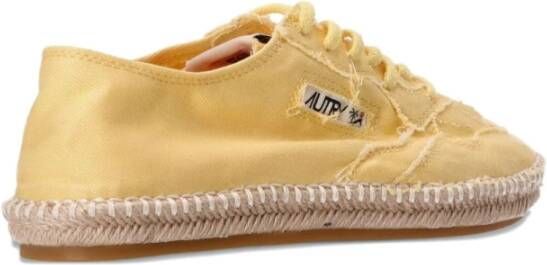 Autry Gele Zijde & Nylon Platte Schoenen