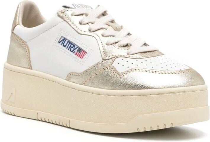 Autry Gouden Metallic Platform Sneakers Multicolor Dames