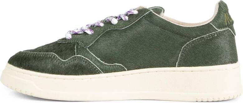 Autry Groene Kalfshaar Vetersluiting Sneakers