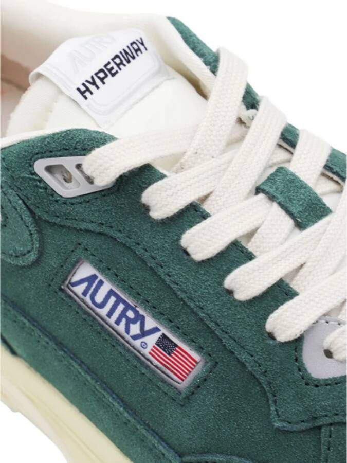 Autry Groene Mesh Sneakers met Suède Panelen