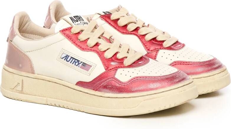 Autry Handgemaakte Leren Sneakers in Wit Multicolor Dames