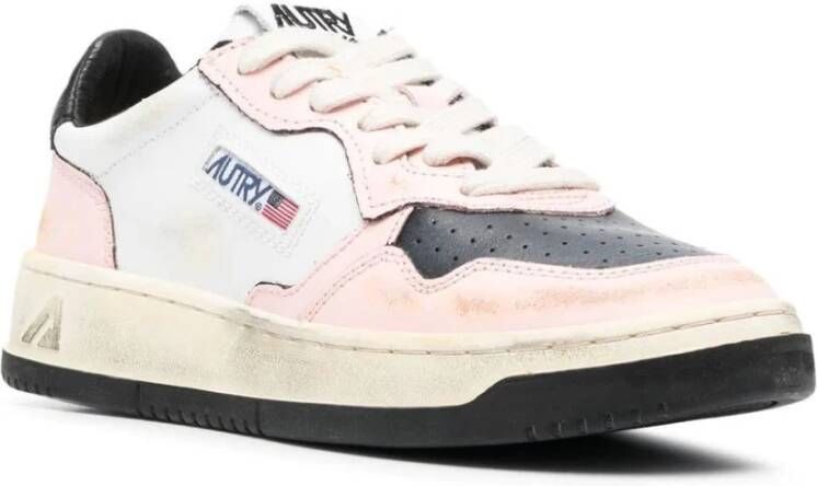 Autry Handgemaakte Vintage Roze Leren Sneakers Pink Dames