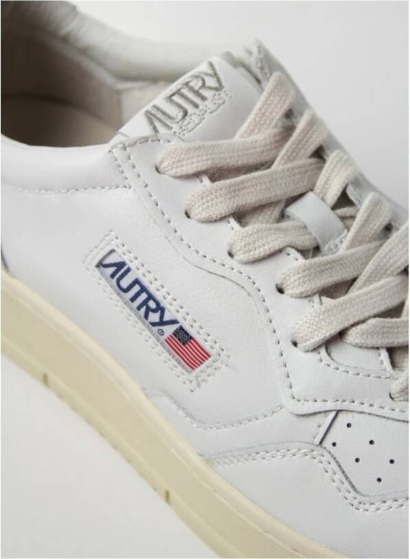 Autry Lage Leren Sneaker met Vintage-look Wit Heren