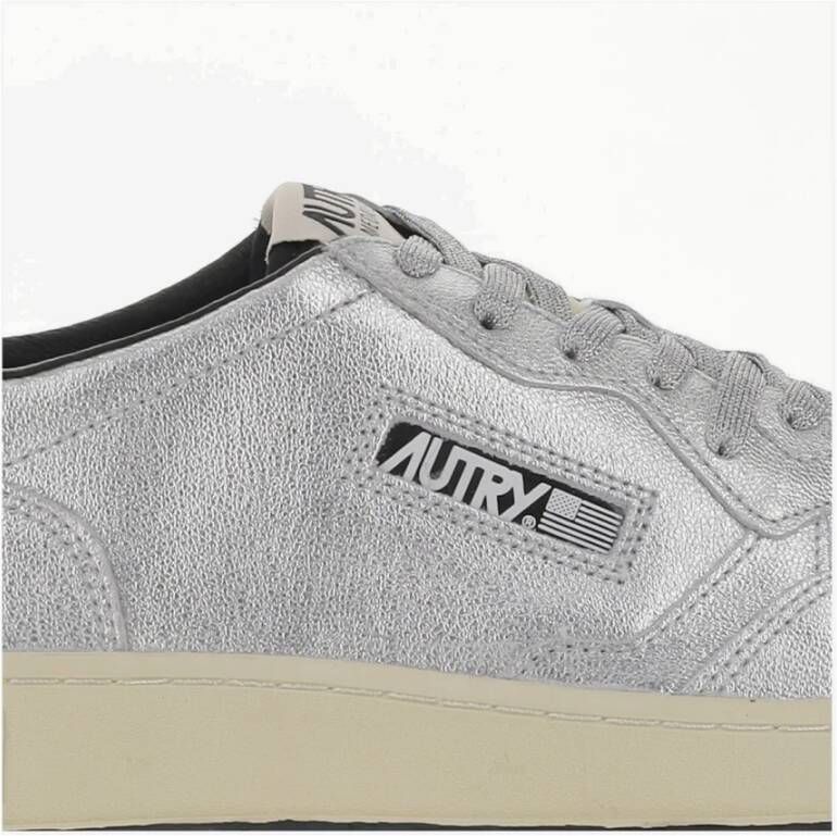 Autry Lage Leren Sneakers Unisex Zilver Zwart