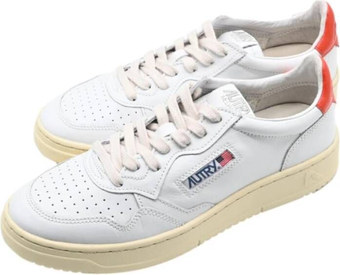 Autry Lage Leren Sneakers Wit Oranje White Heren