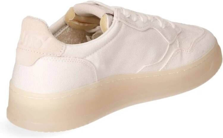 Autry Lage Linnen Sneaker met Suède Details White Heren