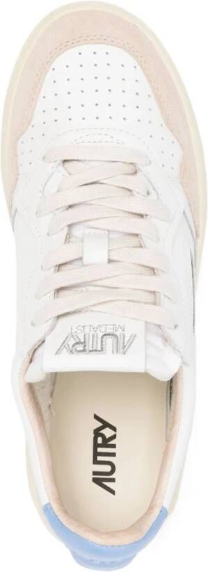 Autry Lage Medalist Leren Suède Sneakers Wit DrBlue