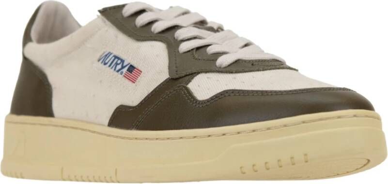 Autry Leren en stoffen vetersneakers Green Heren