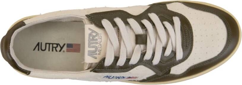 Autry Leren en stoffen vetersneakers Green Heren