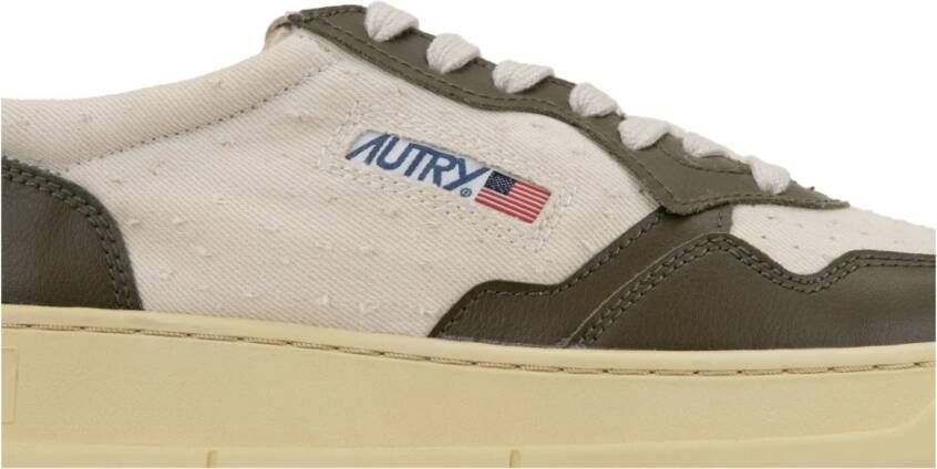 Autry Leren en stoffen vetersneakers Green Heren