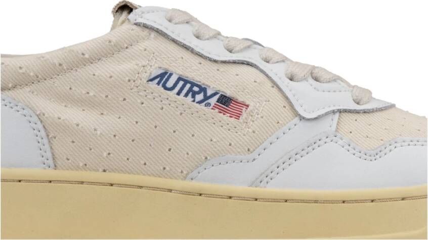 Autry Leren en stoffen vetersneakers White Dames