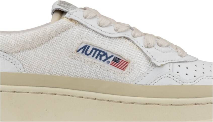 Autry Leren en stoffen vetersneakers White Dames