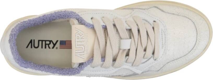 Autry Leren Stoffen Sneakers met Schubbenneus White Dames