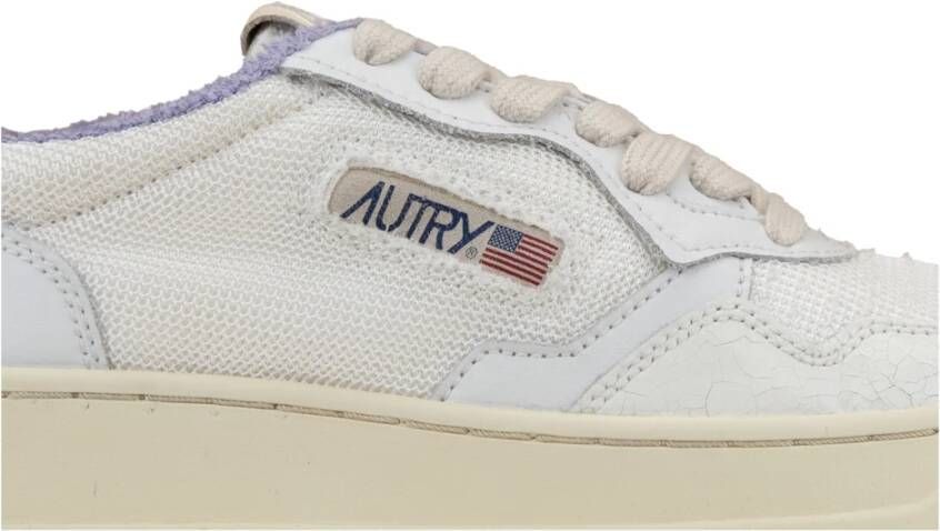 Autry Leren Stoffen Sneakers met Schubbenneus White Dames