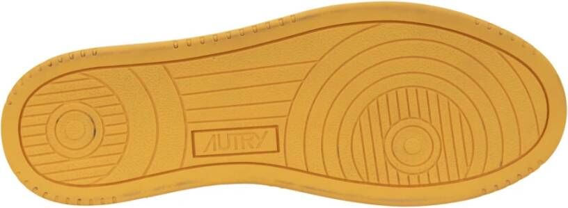 Autry Leren Stoffen Sneakers Ronde Neus Geperforeerd Yellow Heren