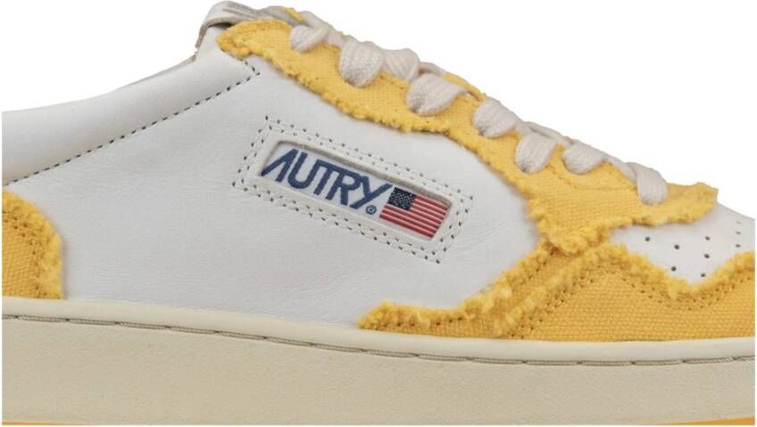 Autry Leren Stoffen Sneakers Ronde Neus Geperforeerd Yellow Heren