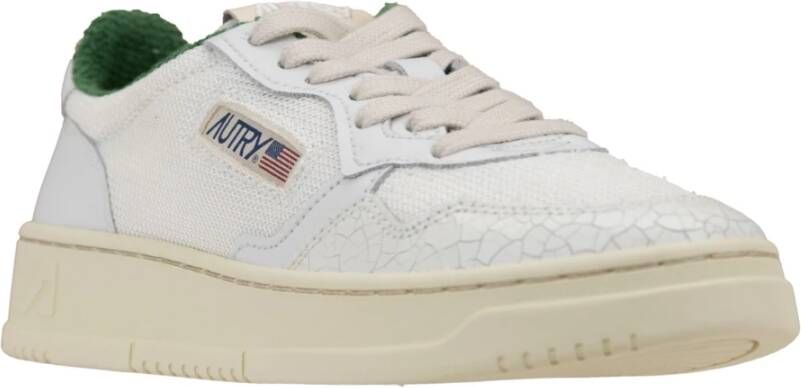 Autry Leren Vetersneakers met Schubbige Neus White Dames