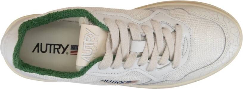 Autry Leren Vetersneakers met Schubbige Neus White Dames