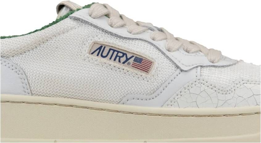 Autry Leren Vetersneakers met Schubbige Neus White Dames