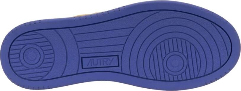 Autry Leren Vetersneakers Vintage Stijl Yellow Dames