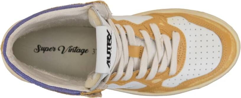 Autry Leren Vetersneakers Vintage Stijl Yellow Dames
