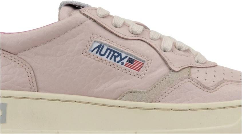 Autry Leren Vetersneakers voor Dames Pink Dames