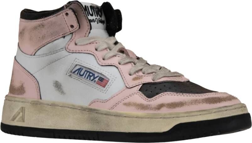 Autry Leren Vetersneakers voor Dames Pink Dames