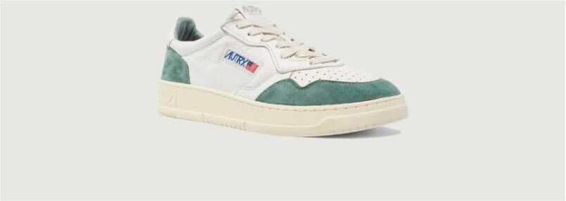 Autry Medalist Lage Sneakers Wit en Militair Groen Suède White Heren