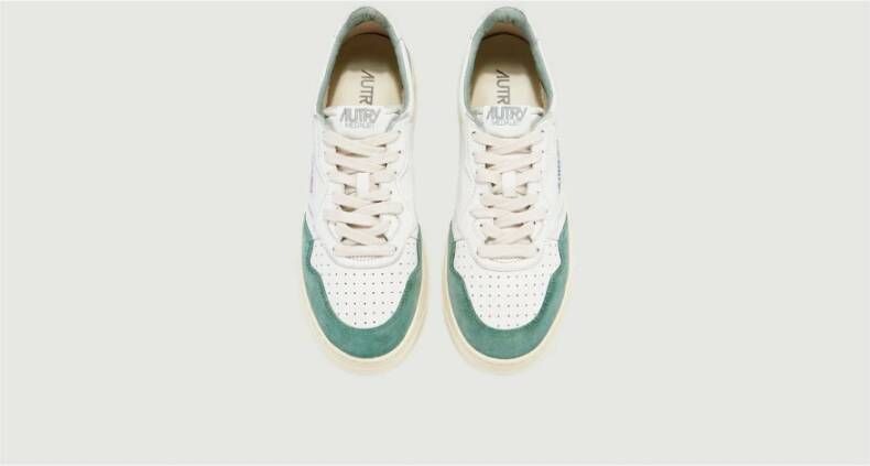 Autry Medalist Lage Sneakers Wit en Militair Groen Suède White Heren