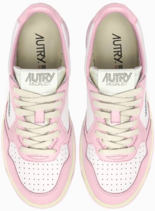 Autry Witte Roze Medalist Lage Sneakers Multicolor Dames