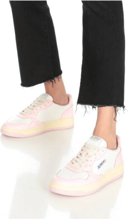 Autry Witte Roze Medalist Lage Sneakers Multicolor Dames
