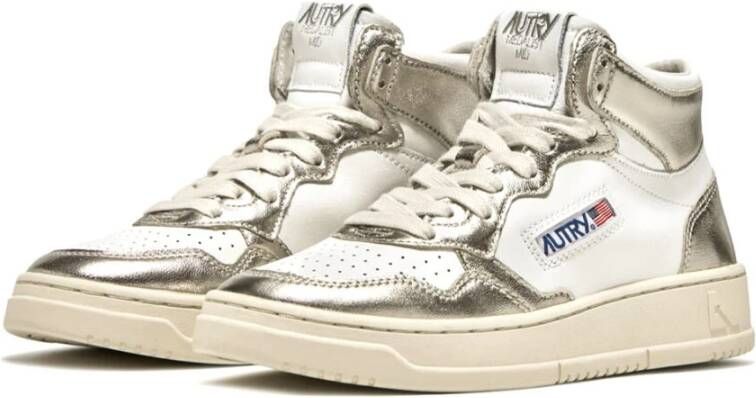 Autry Metallic Goud Leren Sneakers White Dames