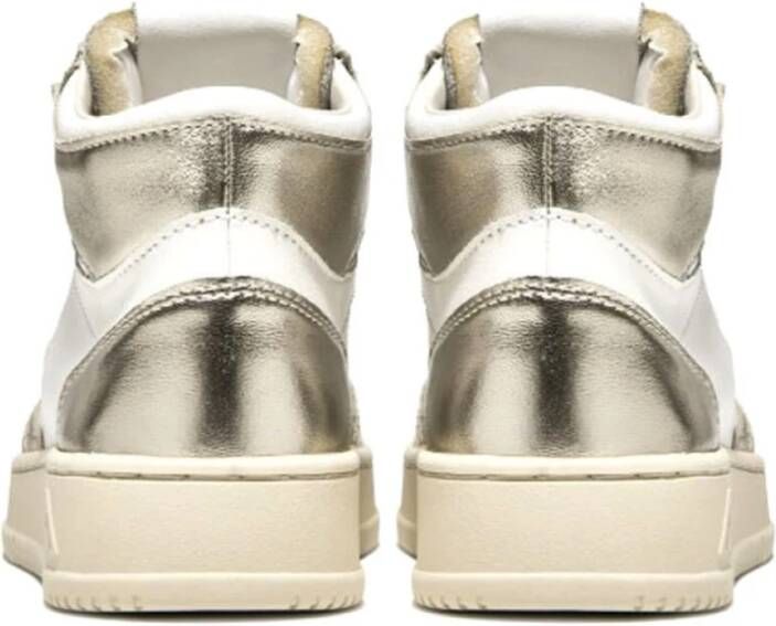 Autry Metallic Goud Leren Sneakers White Dames