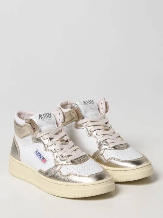 Autry Metallic Goud Leren Sneakers White Dames