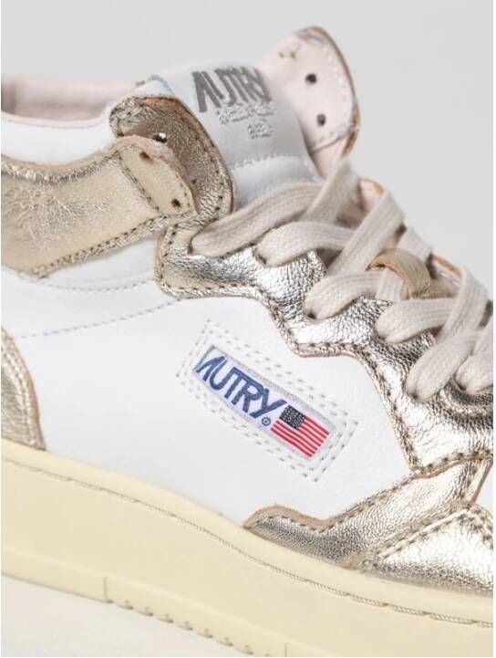 Autry Metallic Goud Leren Sneakers White Dames