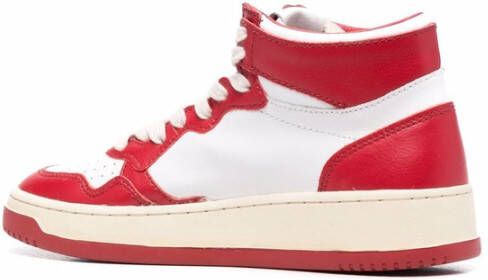 Autry Rode en witte mid-top sneakers Rood Dames