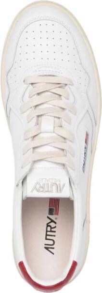 Autry Rood-Witte Leren Sneakers White Dames