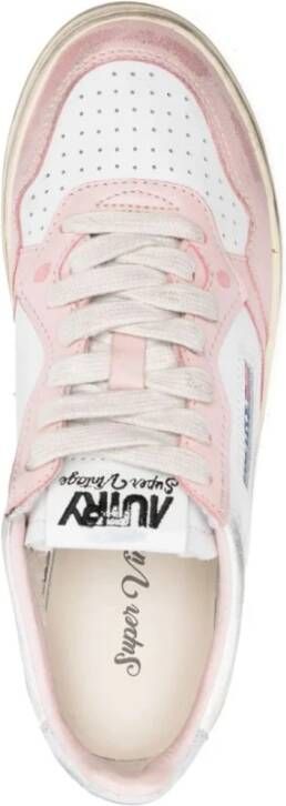 Autry Roze Vintage Medalist Lage Leren Sneakers Pink Dames