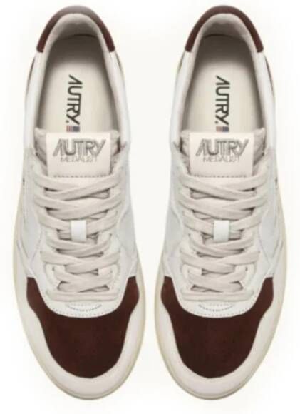 Autry Stijlvolle Bruine en Witte Sneakers Beige Heren