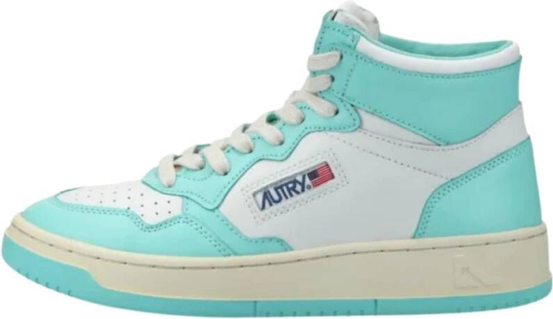 Autry Kleurblok Leren Sneakers Blauw Dames