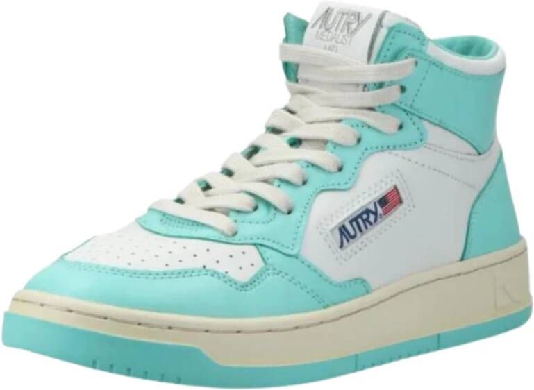 Autry Kleurblok Leren Sneakers Blauw Dames