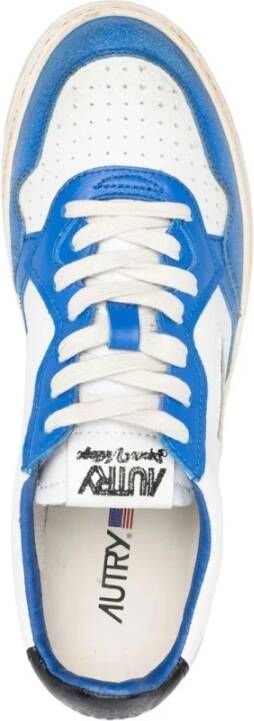 Autry Vintage Color Block Leren Sneakers Blauw Heren