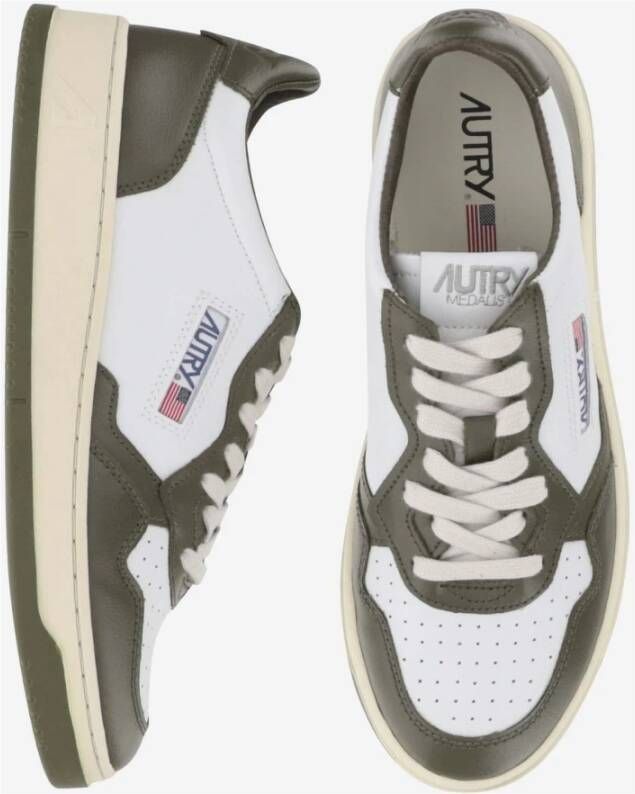 Autry Leren Color-Block Sneakers Groen Heren