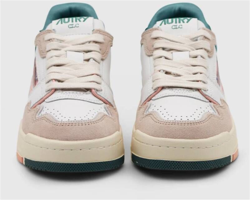 Autry Lage Sneaker Wit Grijs Roze met Logo Applicatie Meerkleurig Dames