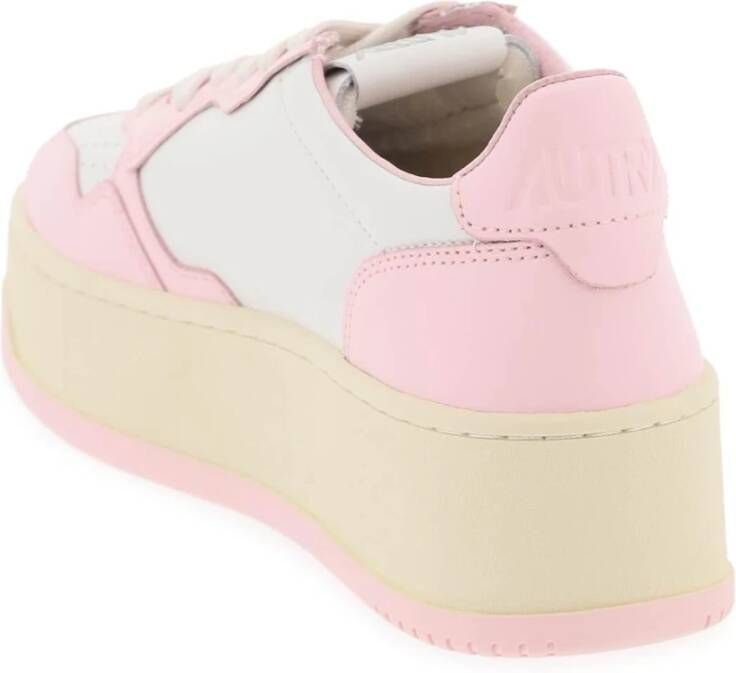 Autry Leren lage sneakers met geperforeerde neus Pink Dames