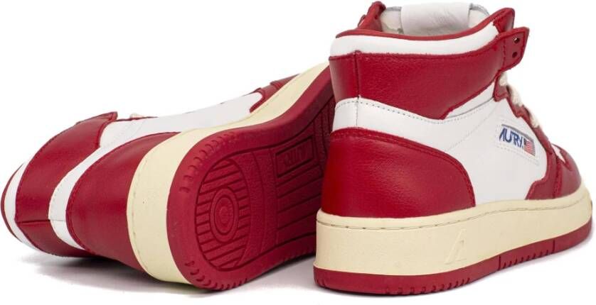 Autry Bicolour Hoge Top Sneaker Rood Dames