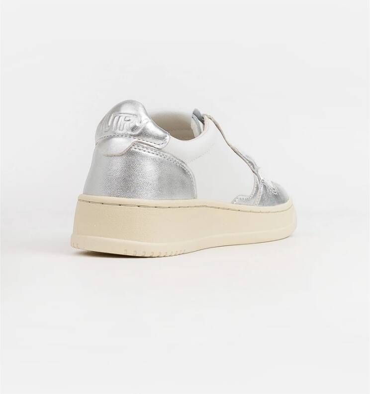 Autry Witte Leren Sneakers met Zilveren Details Wit Dames